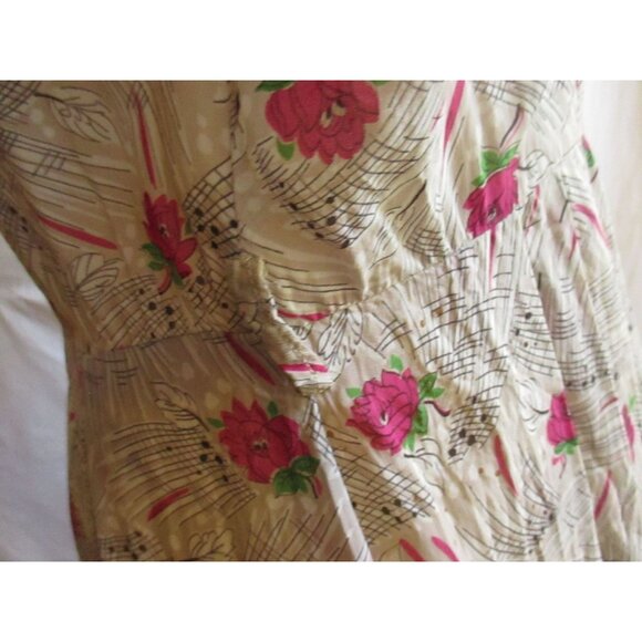 1OF1 10/12 Handmade Granny Vintage Women's Dress 1950's Atomic Tulip Print USA M - Picture 9 of 14